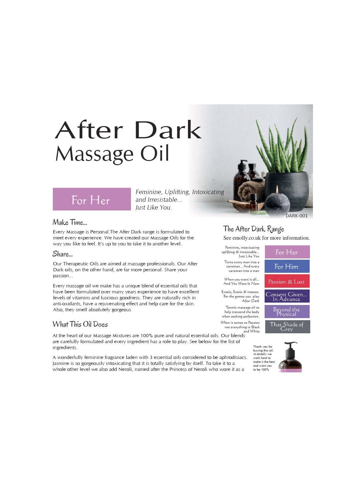 After Dark Massage - For Her - Personalised