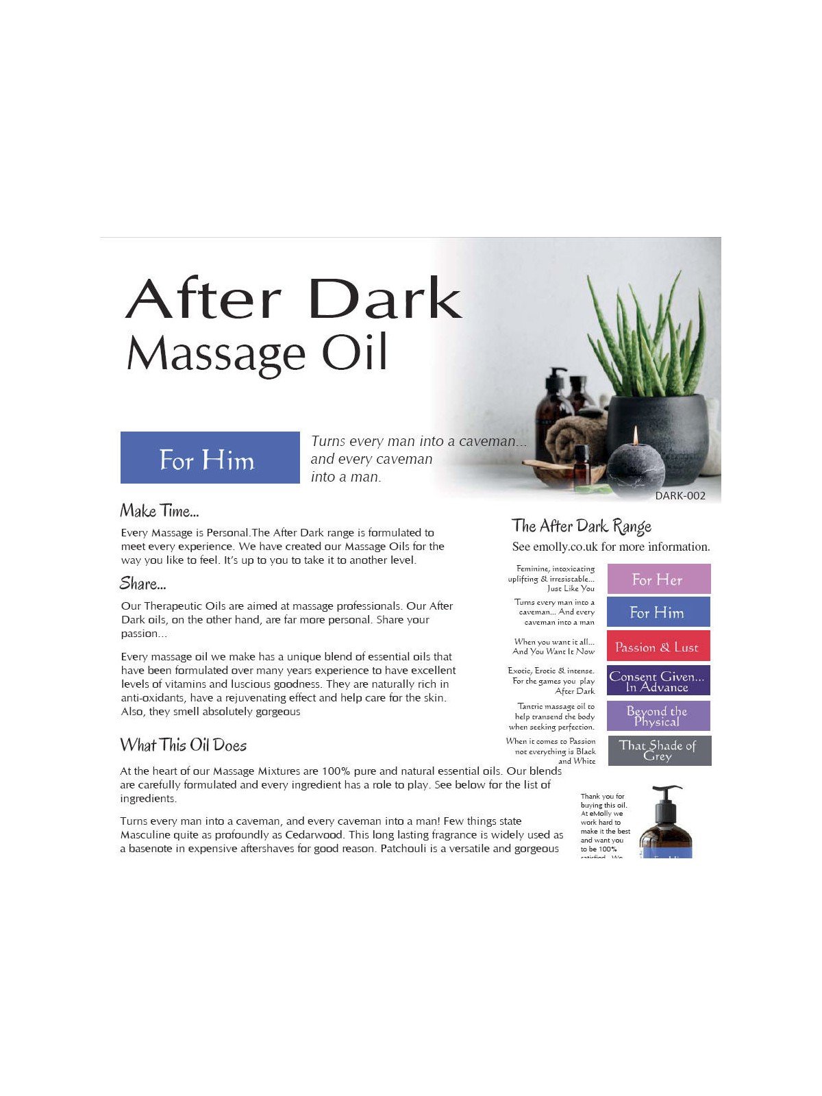 After Dark Massage - For Him - Personalised