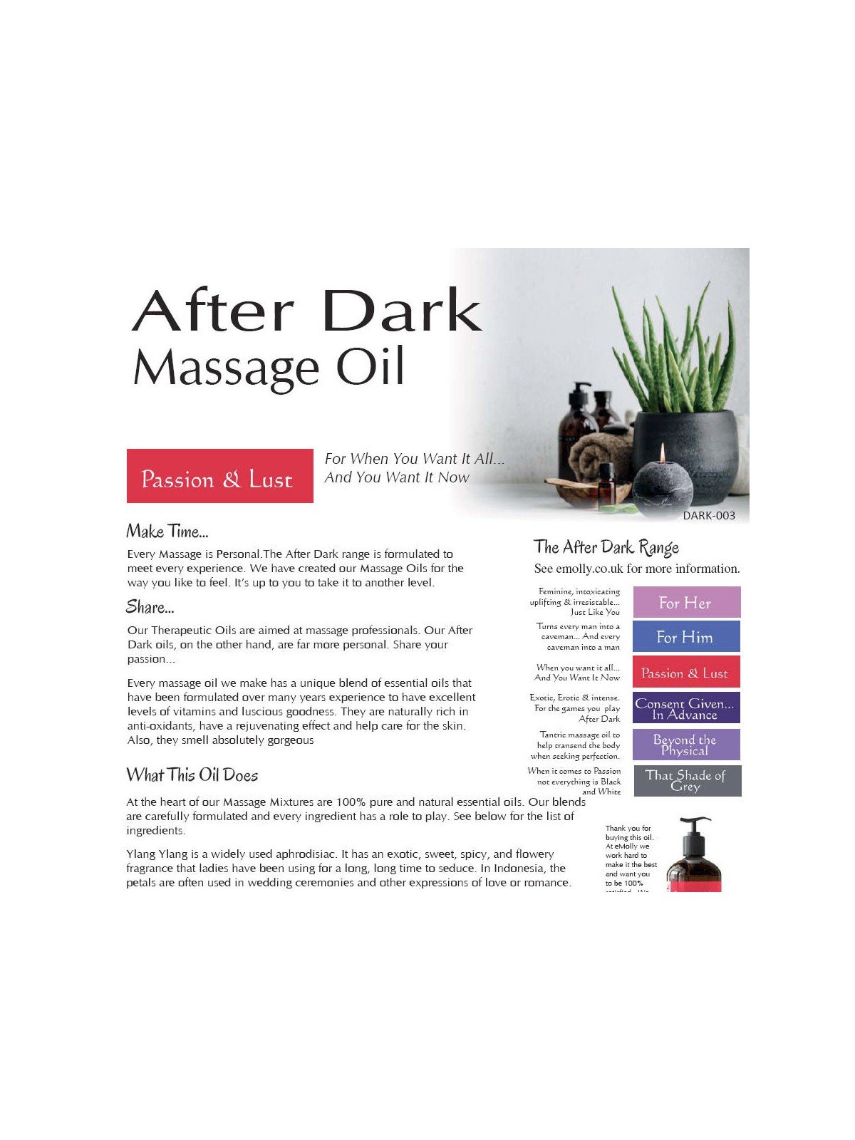 After Dark Massage - Passion and Lust - Personalised