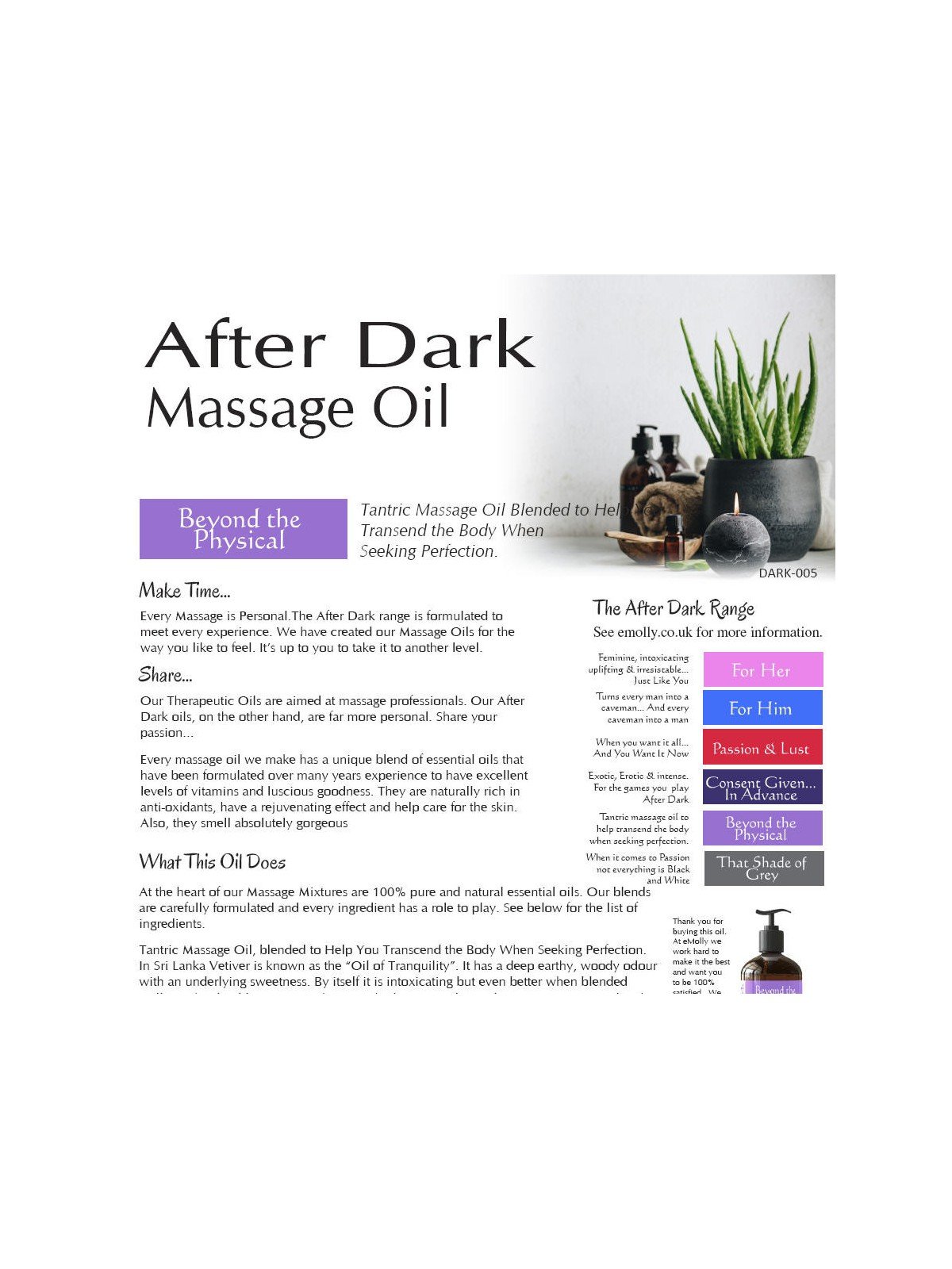 After Dark Massage - Beyond the Physical - Personalised