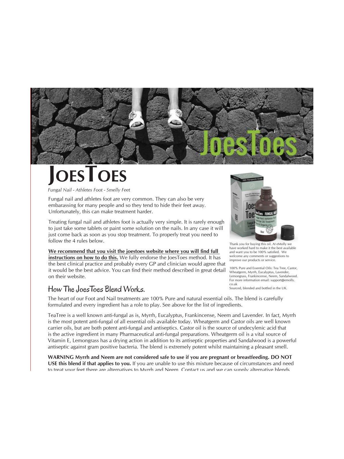 JoesToes Foot and Nail Treatment - Factsheet